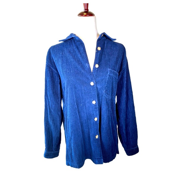 Blue Corduroy  Button Down Shirt//M//Vintage/Retro//J. G. Hook//Oversized - Picture 4 of 8